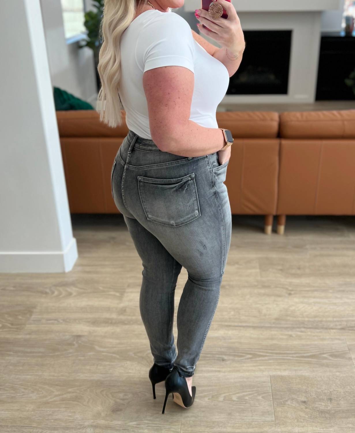 Judy Blue - Women's High Waist Tummy Control Release Hem Skinny Jeans