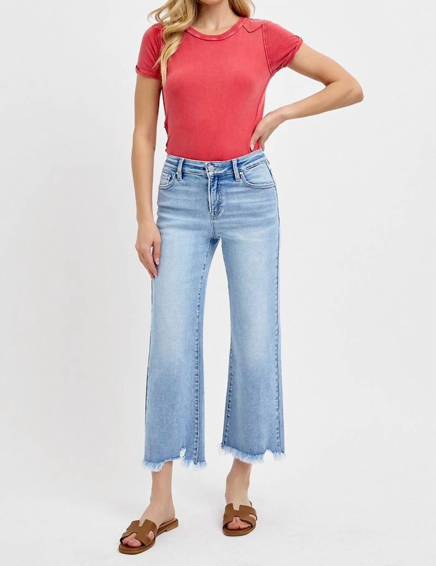 Risen - Mid-Rise Crop Straight Jeans