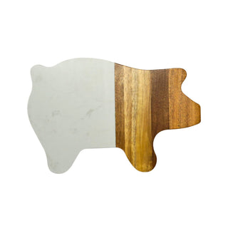 Creative Gifts International - Marble and Acacia Wood Pig Board