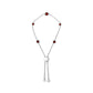 .925 Sterling Silver Bezel Set Red Garnet 5 Station Adjustable Bolo Bracelet