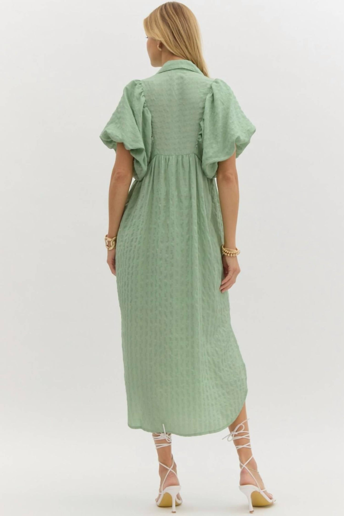 Entro - Textured Short Sleeve Midi Dress