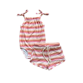 Babysprouts - Kids Tropical Stripes Tie Tank Bodysuit & Shorts Set
