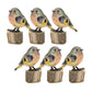 Rustic stone bird figurine perched on stump (set of 6)