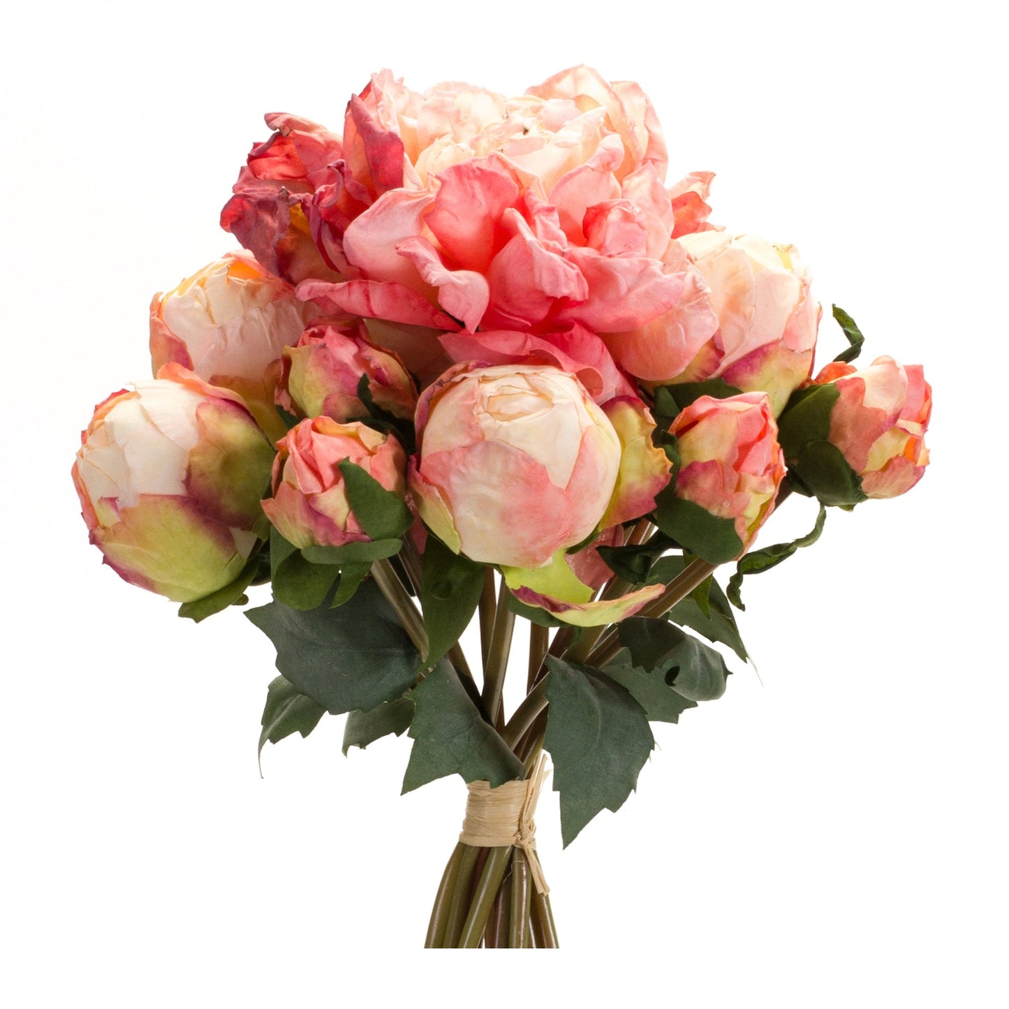 Coral Pink Peony Flower Bouquet Bundle (Set of 6)