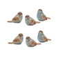 Rustic Blue Bird Figurine with Wood Grain Design (Set of 6)
