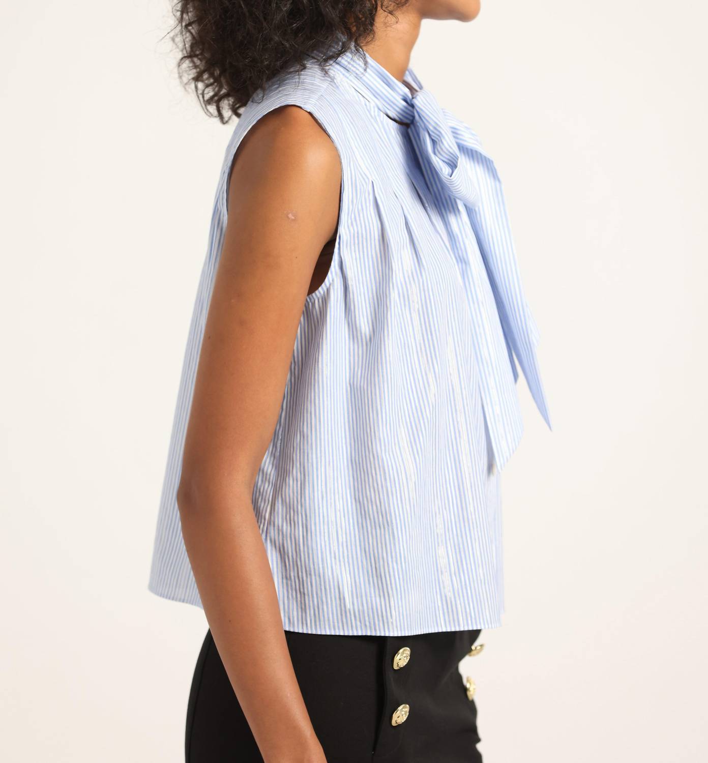 Derek Lam 10 Crosby - LUREX STRIPE TIE NECK TOP
