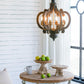 Farmhouse Chandelier, 6 Light Wood Chandelier Pendant Light Fixture With Adjustable Chain For Dining Room Living Room Entryway, Bulb Not Included