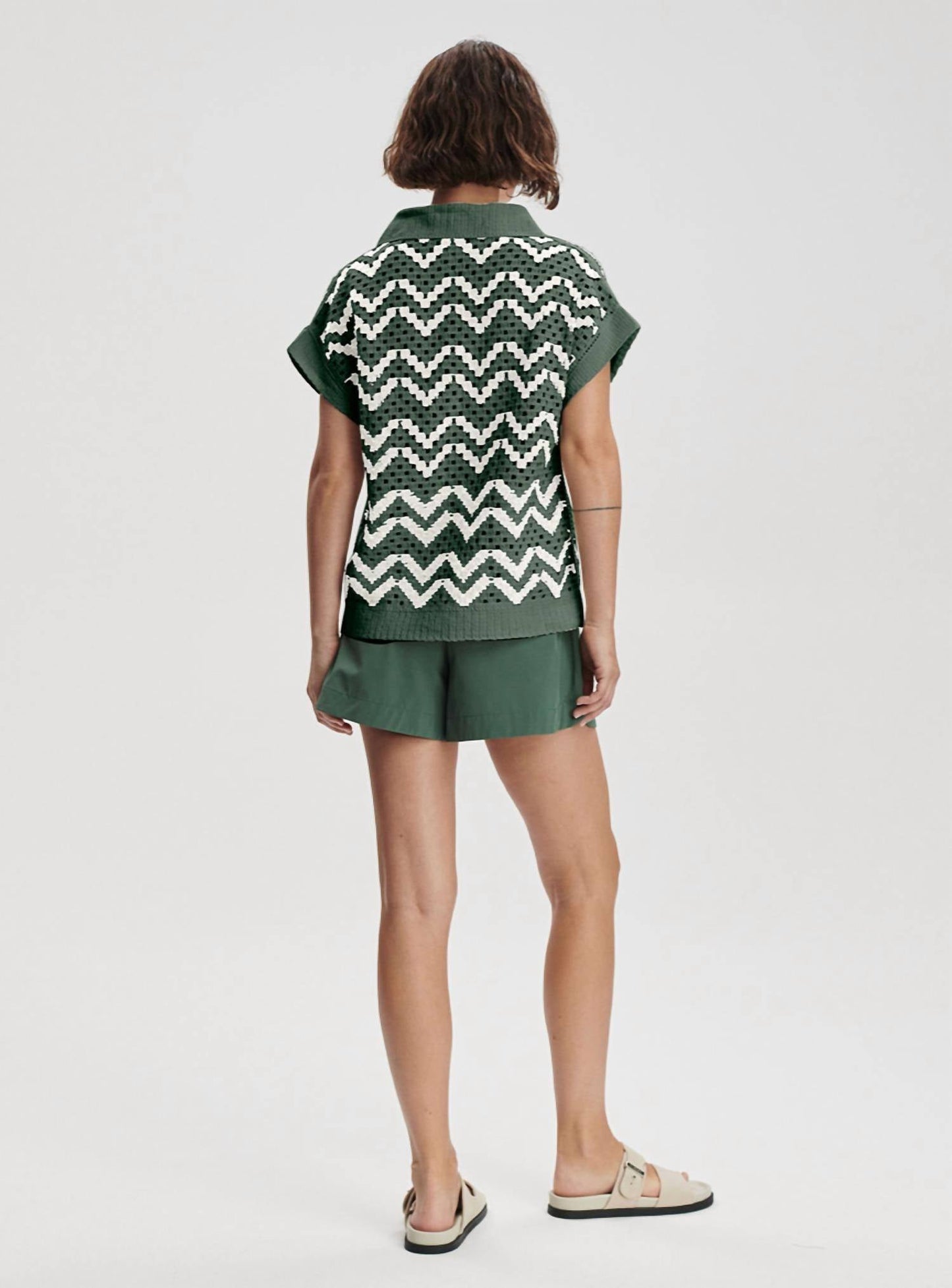 Varley - Joelle Crochet Polo Top