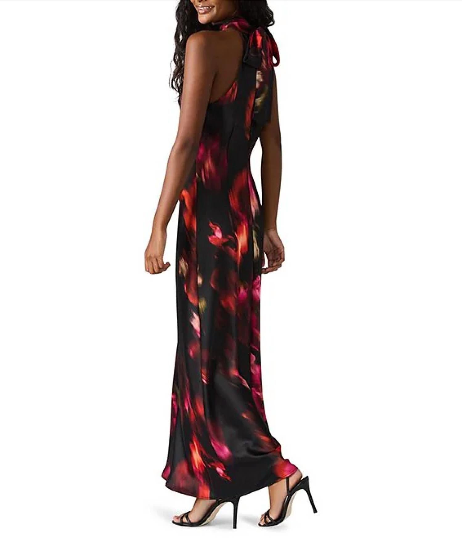 Steve Madden - Lara Satin High Neck Sleeveless Maxi Dress