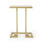 Modern Glam C Shaped End Table With Tempered Glass Top - Gold
