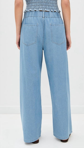 Lna - Tie Waist Denim Trousers