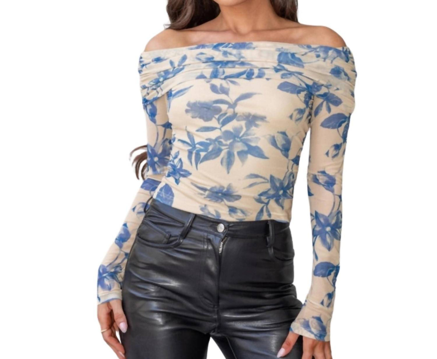 Verte - Marlow Floral Mesh Off The Shoulder Top