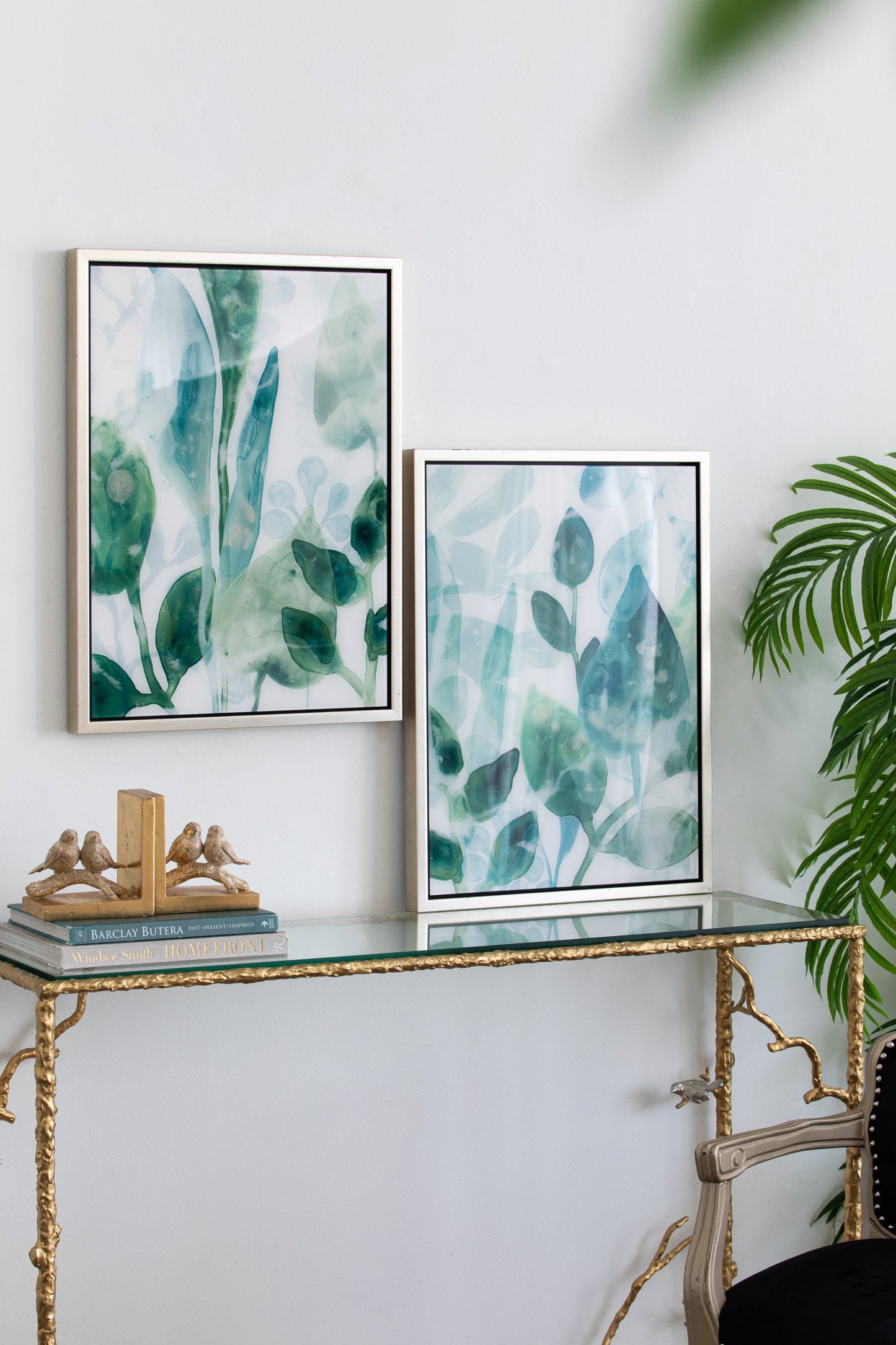 Sylvan Serenity™ — Set of 2 Blue & Green Leaf Acrylic Prints