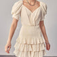 Do+Be - Puff Sleeves Ruffle Dress