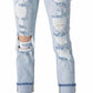 Risen - Women's Distressed High Rise Straight Jean