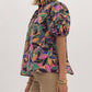 Entro - Floral Print Short Sleeve Tiered Detail Blouse