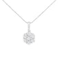 14K White Gold 2.00 Cttw Brilliant Round-Cut Diamond 7 Stone Flower Cluster 18" Pendant Necklace (H-I Color, SI2-I1 Clarity)
