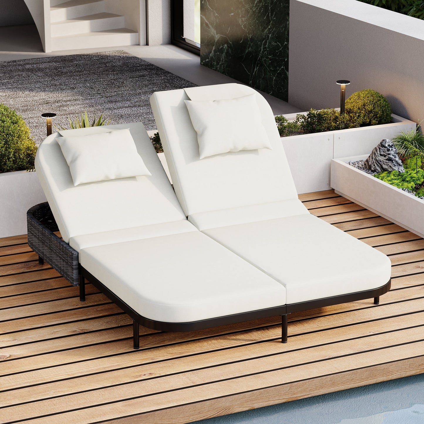 TREXM Outdoor Daybed with Adjustable Backrest