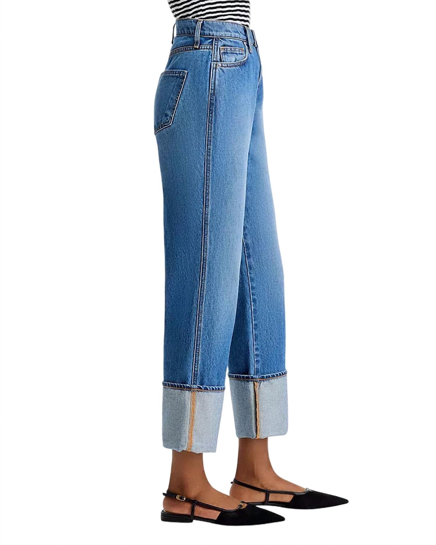 Veronica Beard - Dylan High Rise Straight Leg Cuffed Jeans