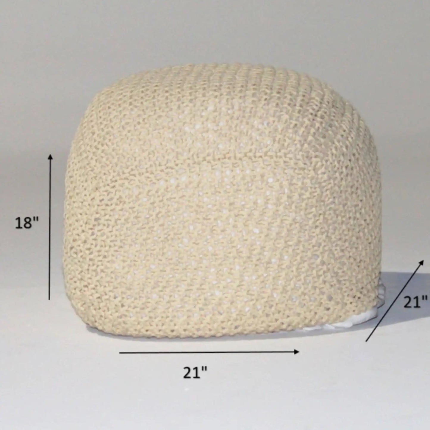 Semi Rounded Pouf Cable Knitted Perfect Seating