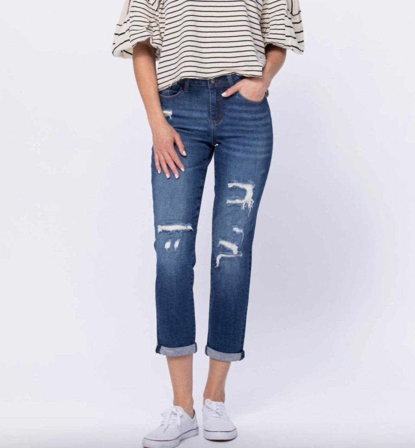 Judy Blue - Thermal Patch Boyfriend Jeans