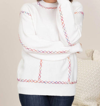 1 The Woman - Cute Color Block Stitching Sweater