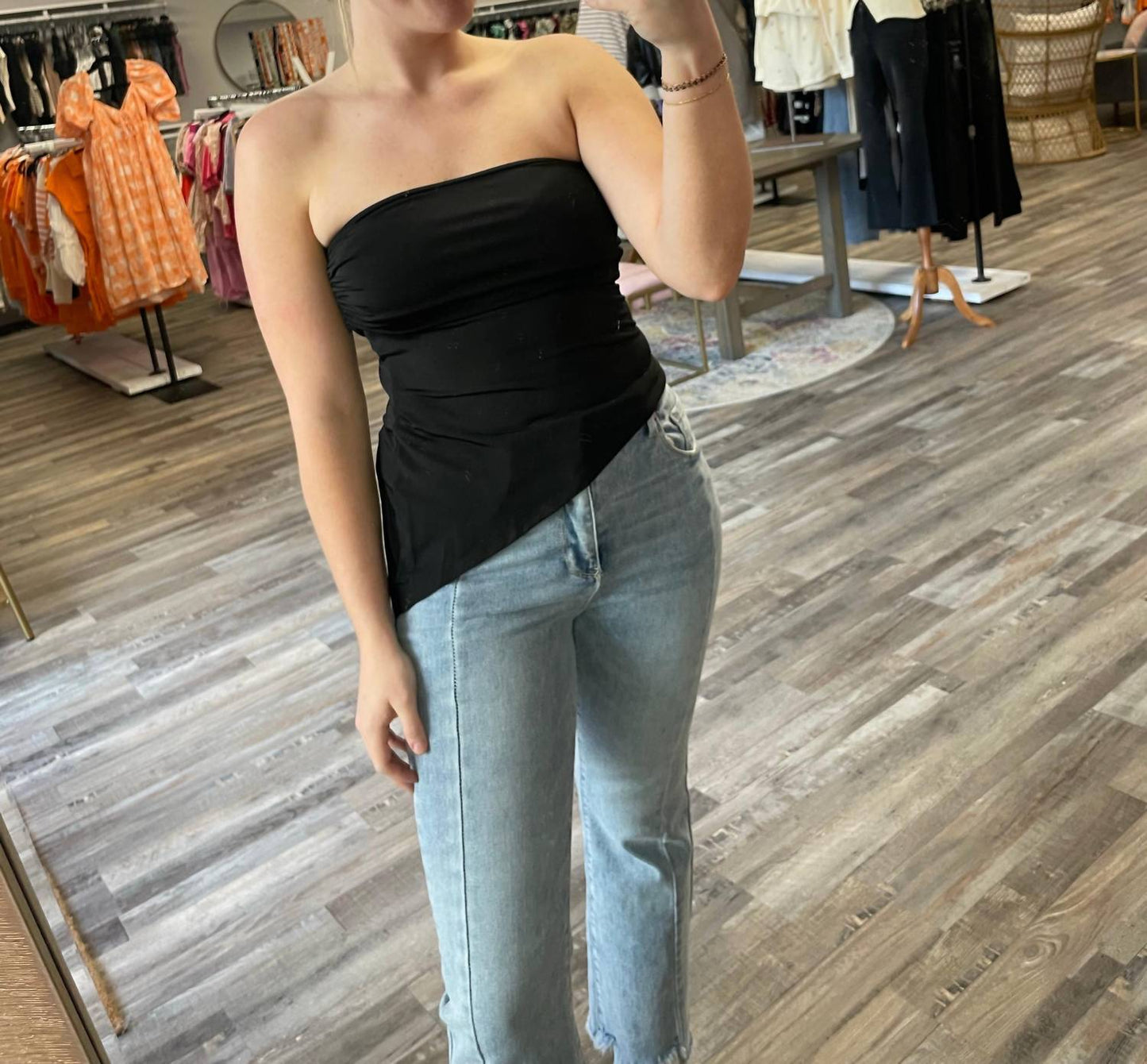 Blue Blush - Asymmetrical Tube Top
