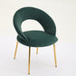Velvet Fabric Dining Chair with Curved Backrest and Golden Metal Legs