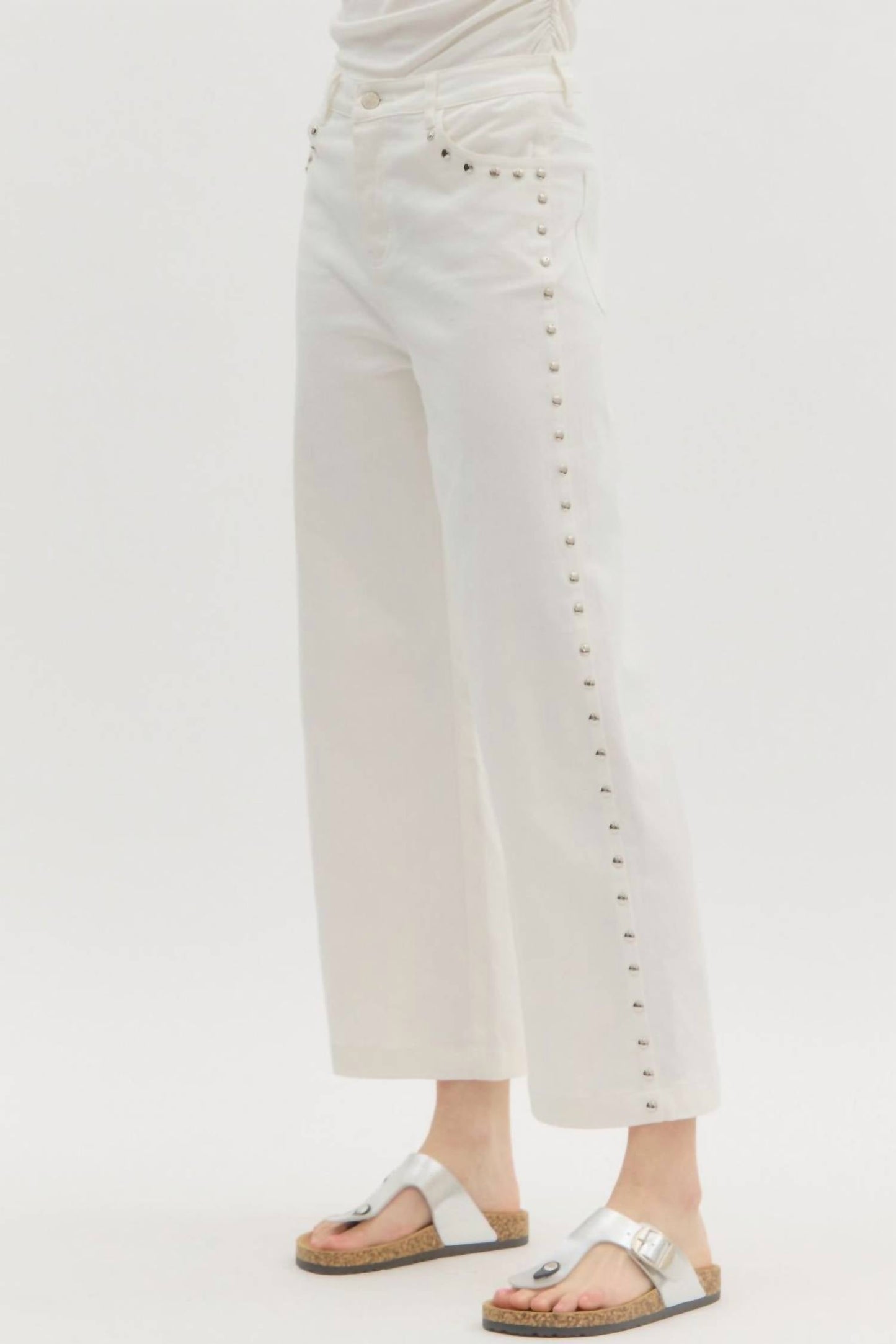 Entro - Stud Embellished High Waisted Pants