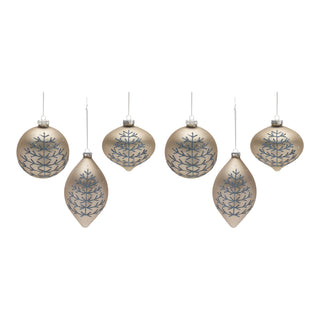 Champagne Glittered Ball Ornament (Set of 6)