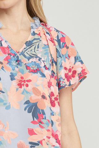 Entro - Floral Potter Sleeve Shirt