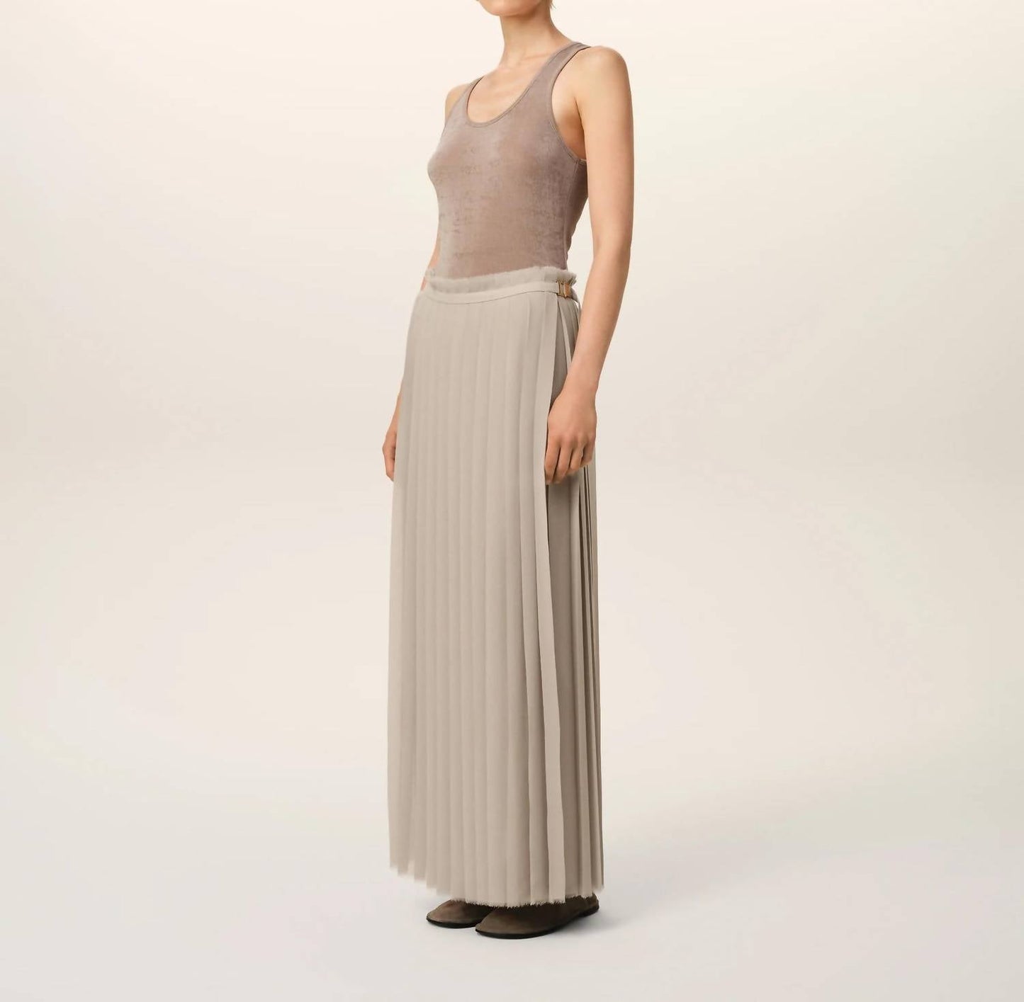 Ami - Long Pleated Skirt