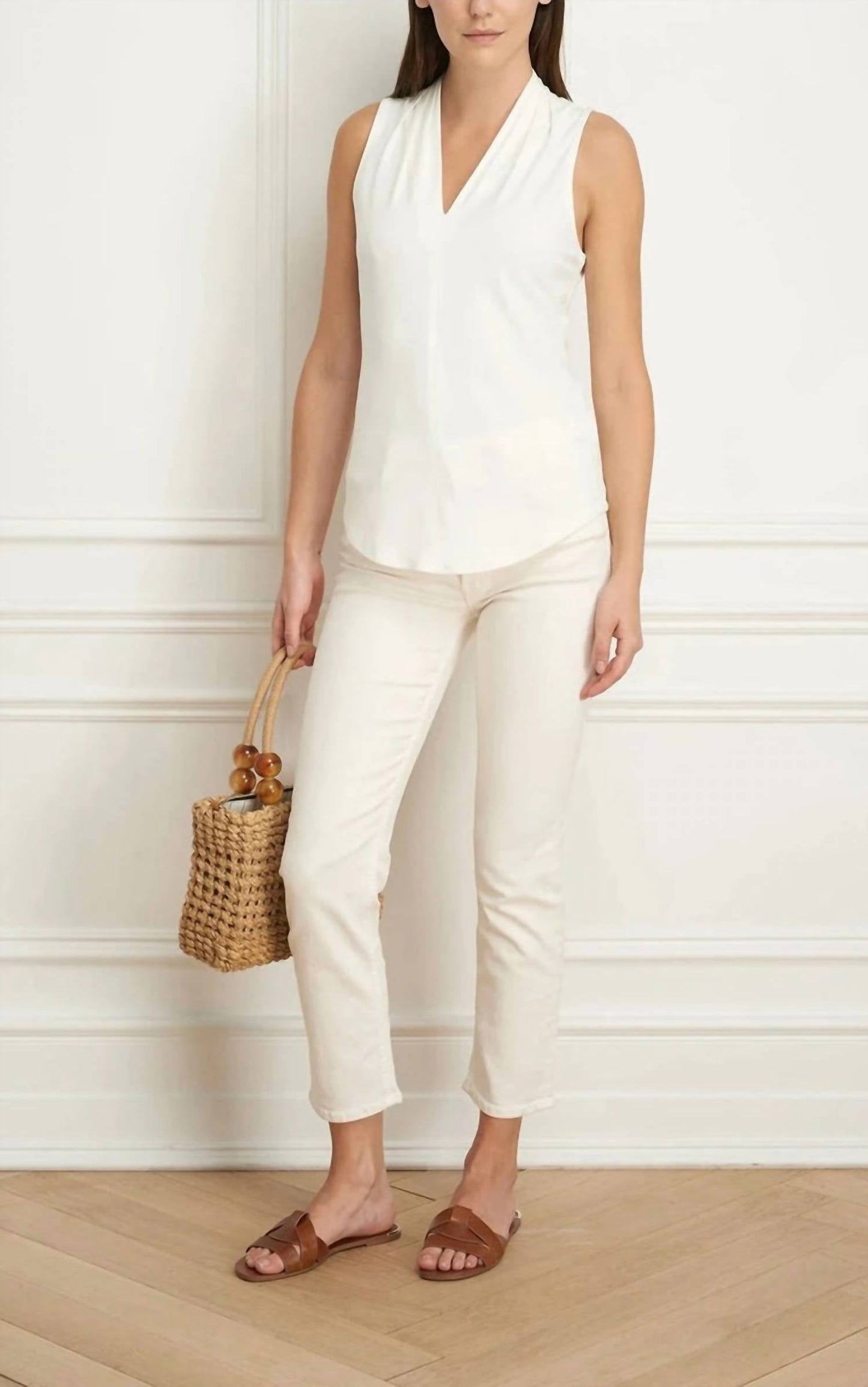 Iris Setlakwe - Sleeveless Pleated V-neck Top