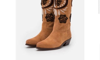 Free People - Women's Roundhouse Stitch Suede Embroidered Western Cowboy Boot