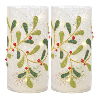Beaded Glass Mistletoe Candle Holder (Set of 2)