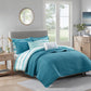 8 Piece Printed Seersucker Comforter and Quilt Set Collection Aqua Full/Queen