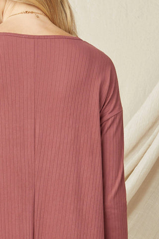 Entro - Ribbed Pocket Midi Dress Marsala