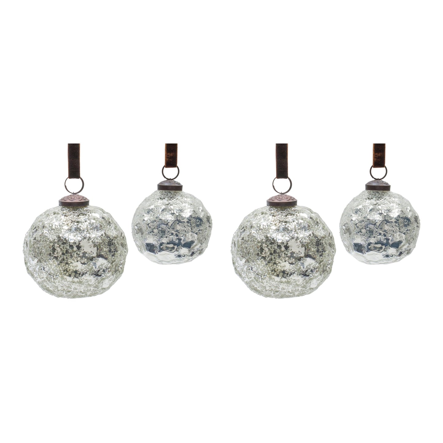Silver Mercury Glass Ball Ornament (Set of 4)