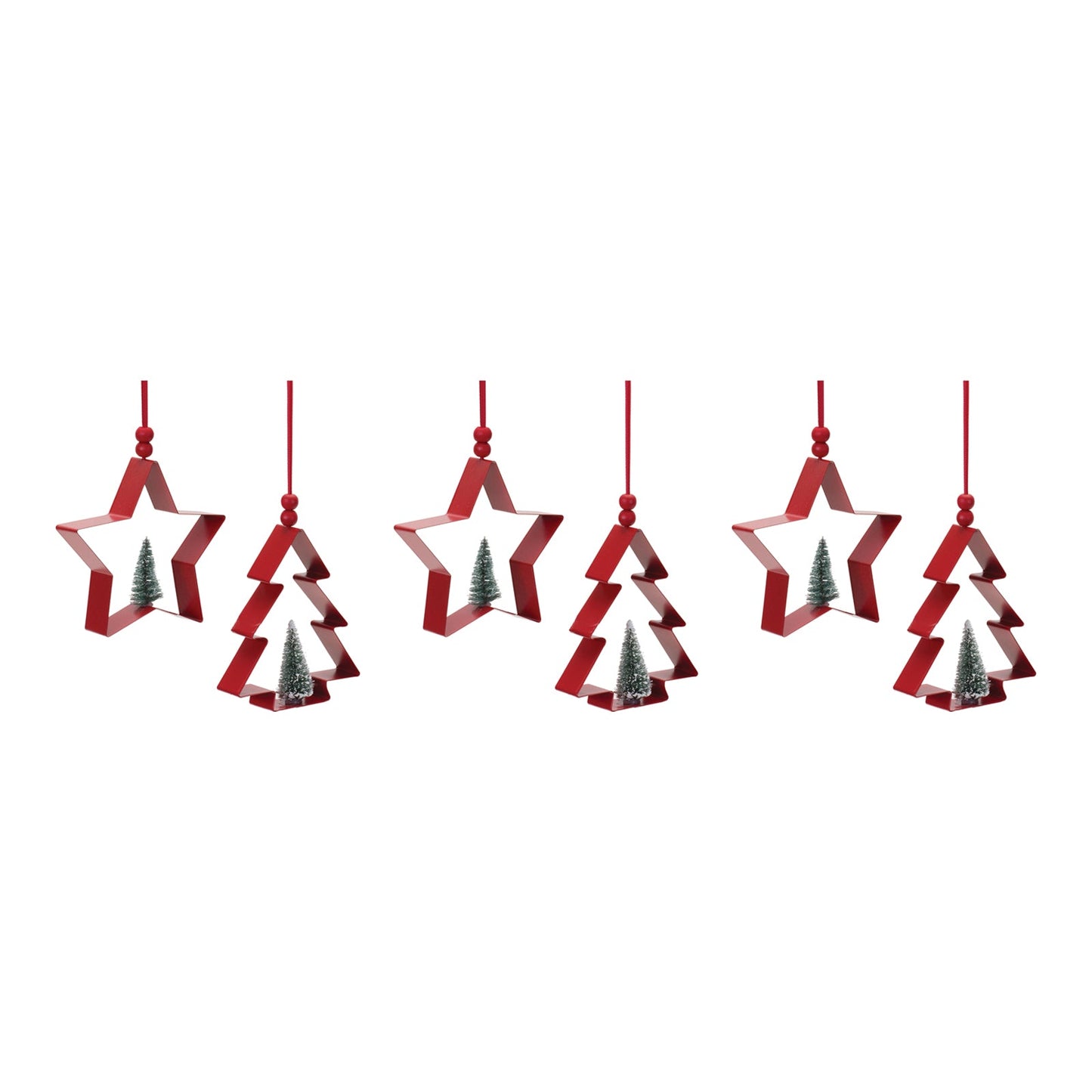 Star and Pine Tree Cookie Cutter Ornament (Set of 6)