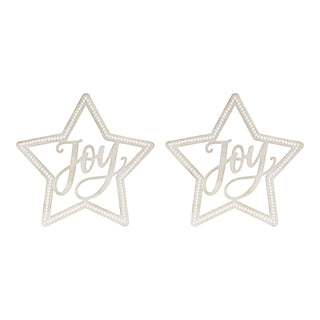 Beaded Wood Star with Joy Sentiment (Set of 2)