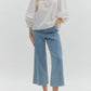 Entro - Oversized Floral Scalloped Collared Shirt