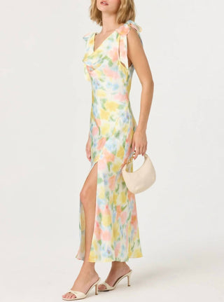 Astr - Allexina Satin Cowl Neck Midi Dress