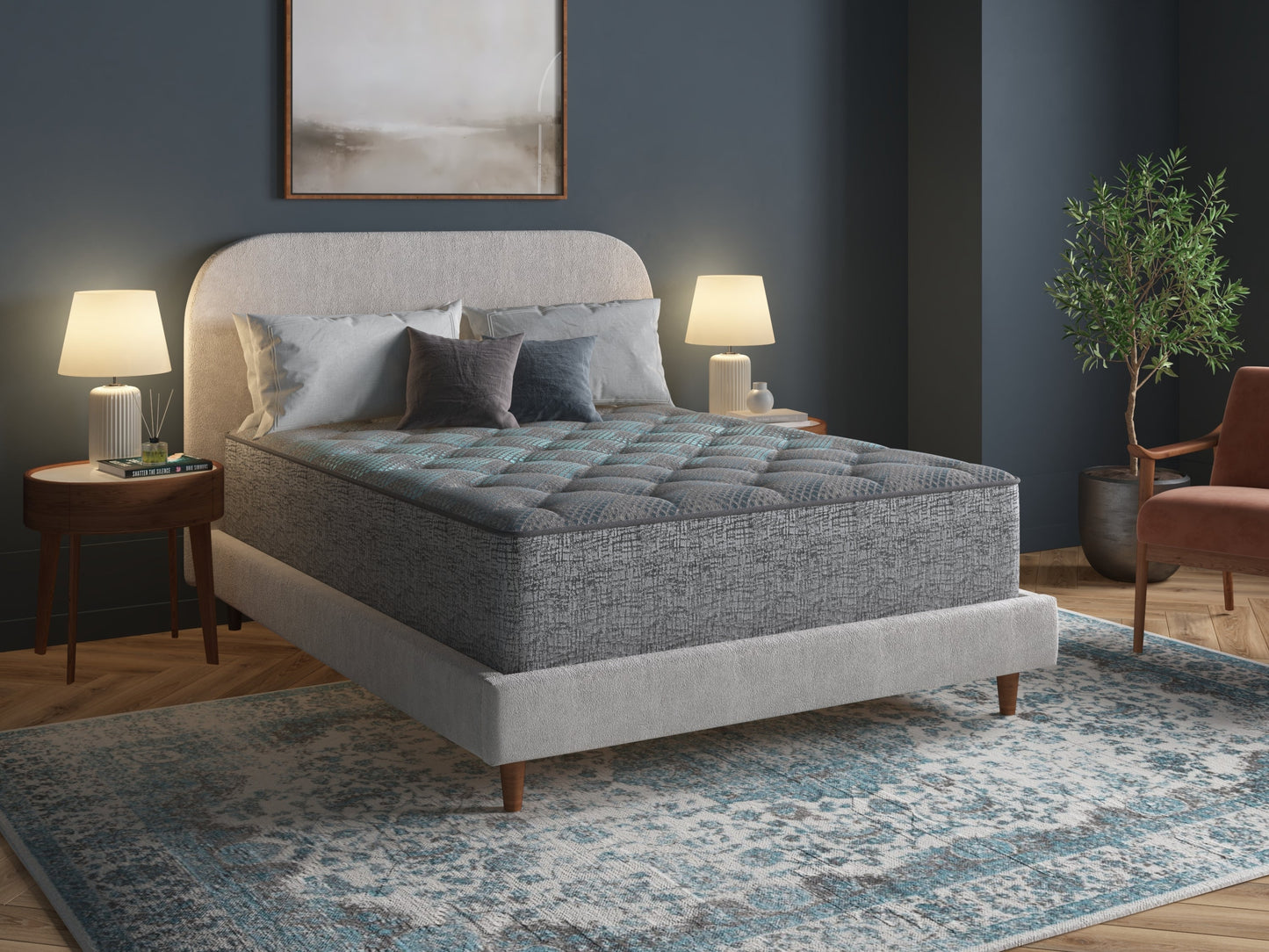 Restonic comfort care 13' hybrid mattress, individual pocketed coil mattress , plush comfort