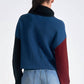 Elan - Colorblock Turtle Neck Cropped Sweater