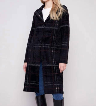 Charlie B - Long Plaid Knit Coatigan