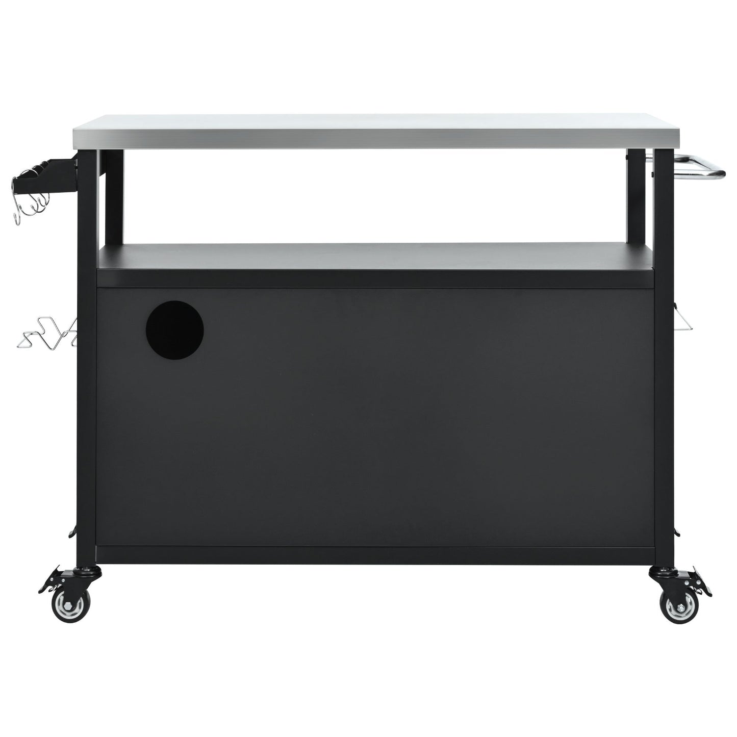 K&K 54.5 Inch Outdoor Kitchen Island with Stainless Steel Tabletop