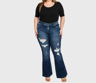 Petra153 - Hole-y Flare Jeans - Plus