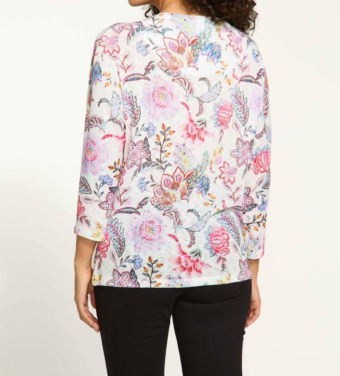 Fdj - Floral Print Loose Fit Dolman Top