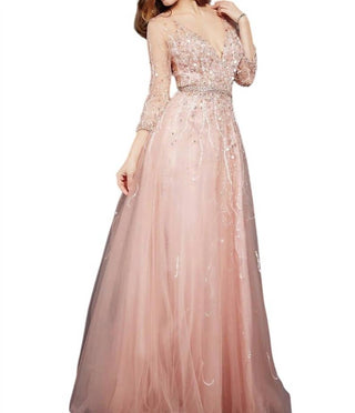 Jovani - Three Quarter Sleeve Wedding Dress