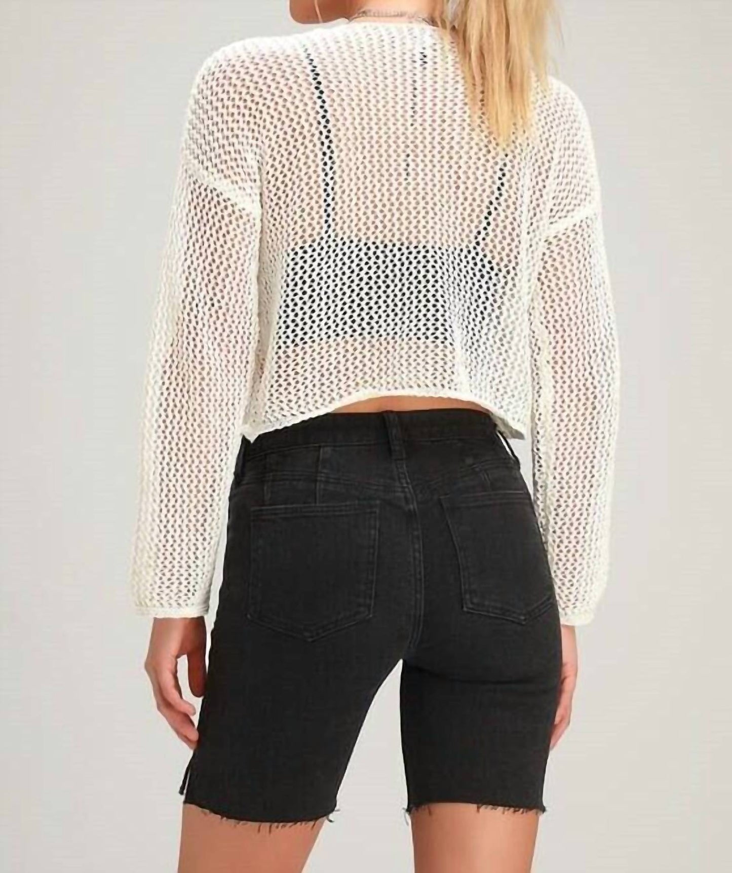 Free People - Avery Denim Bermuda Frayed Hem Shorts